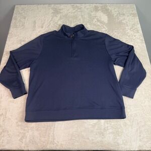 Tommy Bahama Mens XXL Navy Blue 100% Pima Cotton Quarter Zip Pullover Sweatshirt